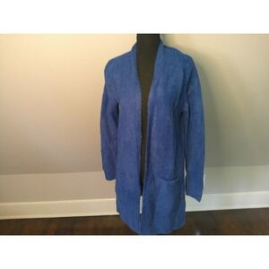 Love Token Cardigan‎ Womens Medium Blue NEW Fuzzy Eyelash Knit Open Front Pocket